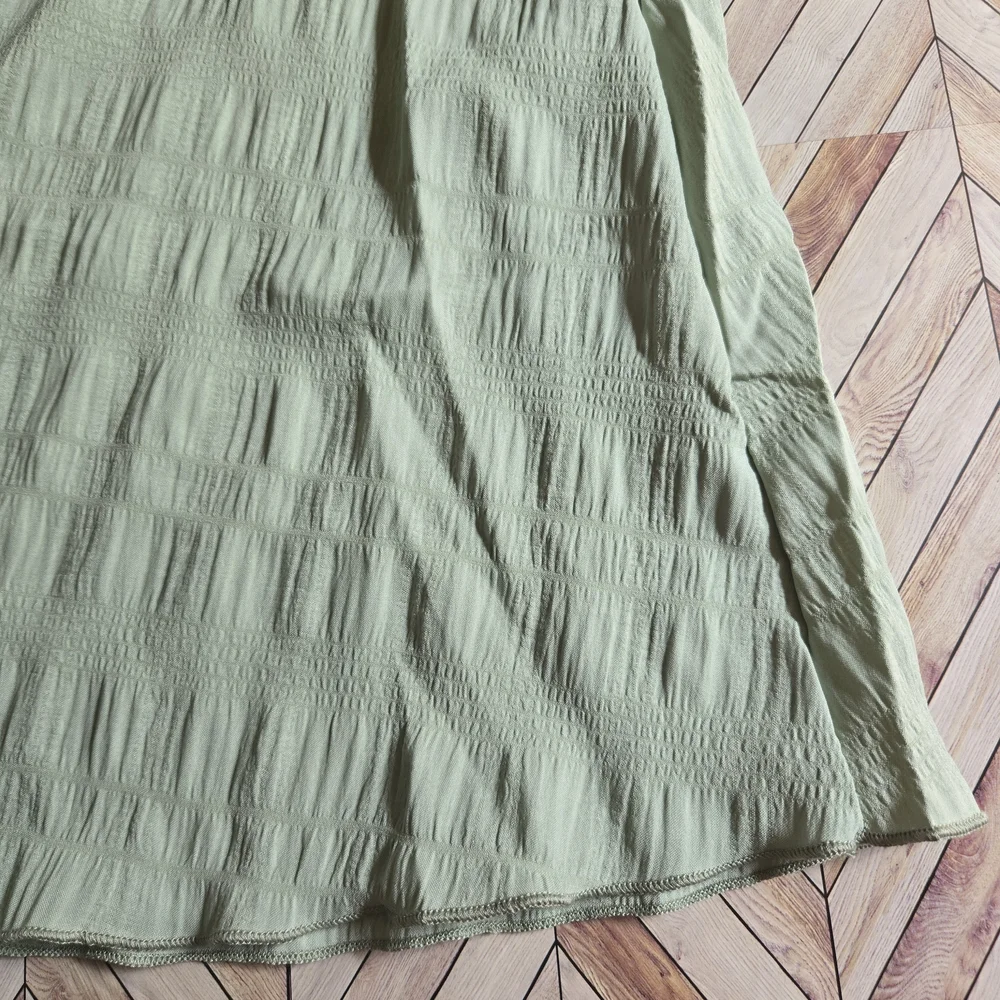 Girl's Sage Green Ruffle Dress Floral Sundress Lightweight Summer Outfit 6-7Y